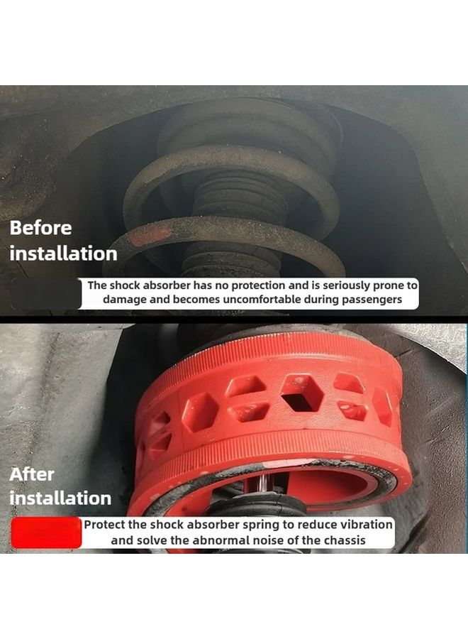 2pcs Red Car Shock Absorber Spring Bumper Rubber Protector Buffer Type E Universal Automotive Replacement Parts - Image 1