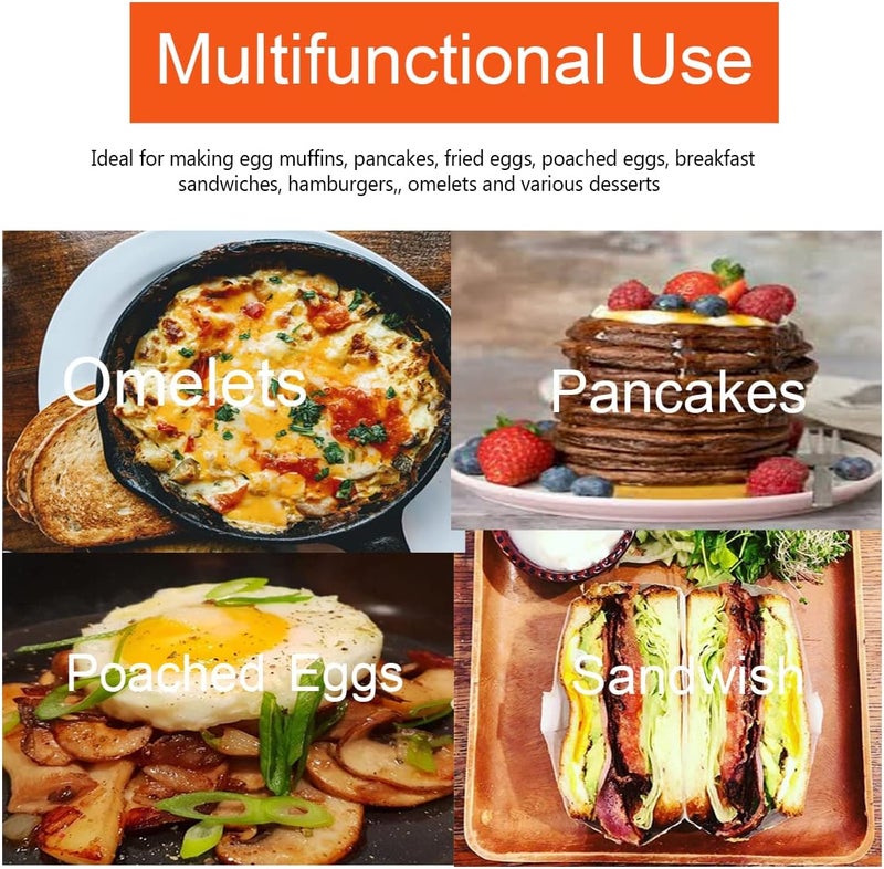 WOWITIS Upgrade 4" Large Egg Rings Set for Griddle,4 Packs Non-stick Stainless Steel Round Egg Ring for Frying Egg Pancake Mold Ring Omelette Ring Shapper for Muffin with 1X Oil Brush & 1X Egg Separator - Image 4