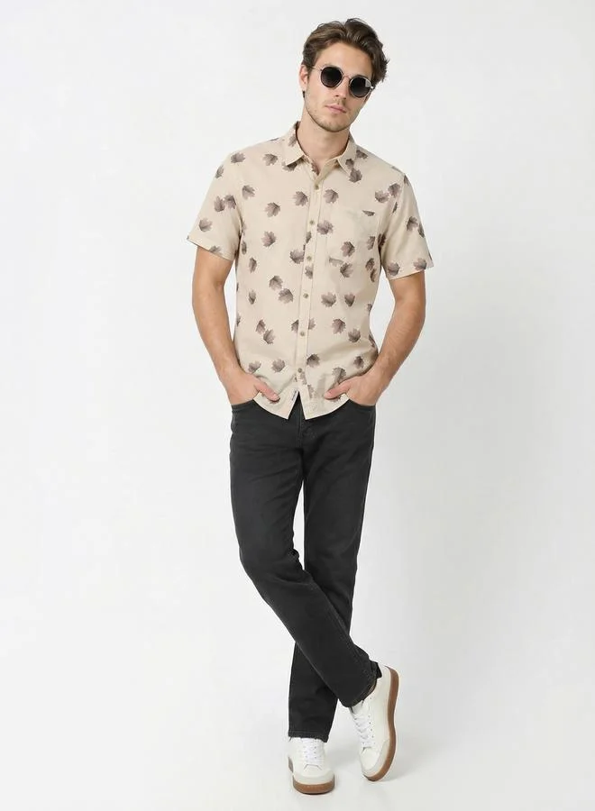 Take Two Men Leaf Print Short Sleeve Shirt By SNX