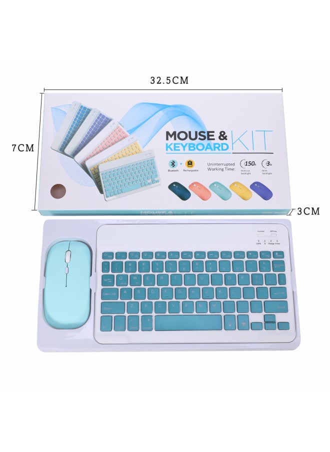 Generic - For Apple Samsung Huawei Bluetooth Keyboard Mouse Set Three System Portable Bluetooth Keyboard Mouse Set-Color:Purple-Product Type:7 Inch Bluetooth Keyboard + Bluetooth Battery Mouse - Image 1