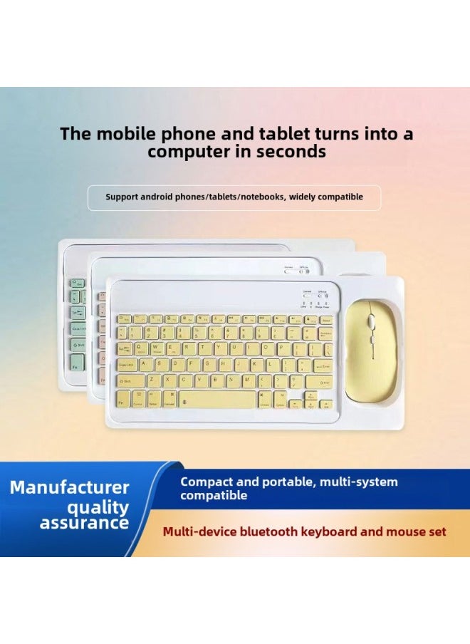 Generic - For Apple Samsung Huawei Bluetooth Keyboard Mouse Set Three System Portable Bluetooth Keyboard Mouse Set-Color:Purple-Product Type:7 Inch Bluetooth Keyboard + Bluetooth Battery Mouse - Image 1