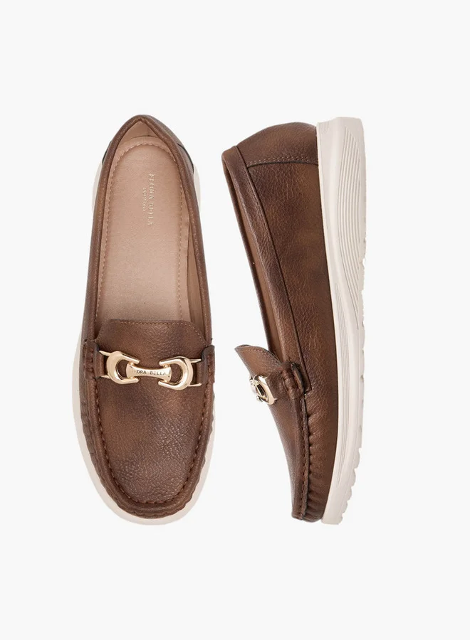 Flora Bella By Shoexpress Metal Accent Slip-On Loafers