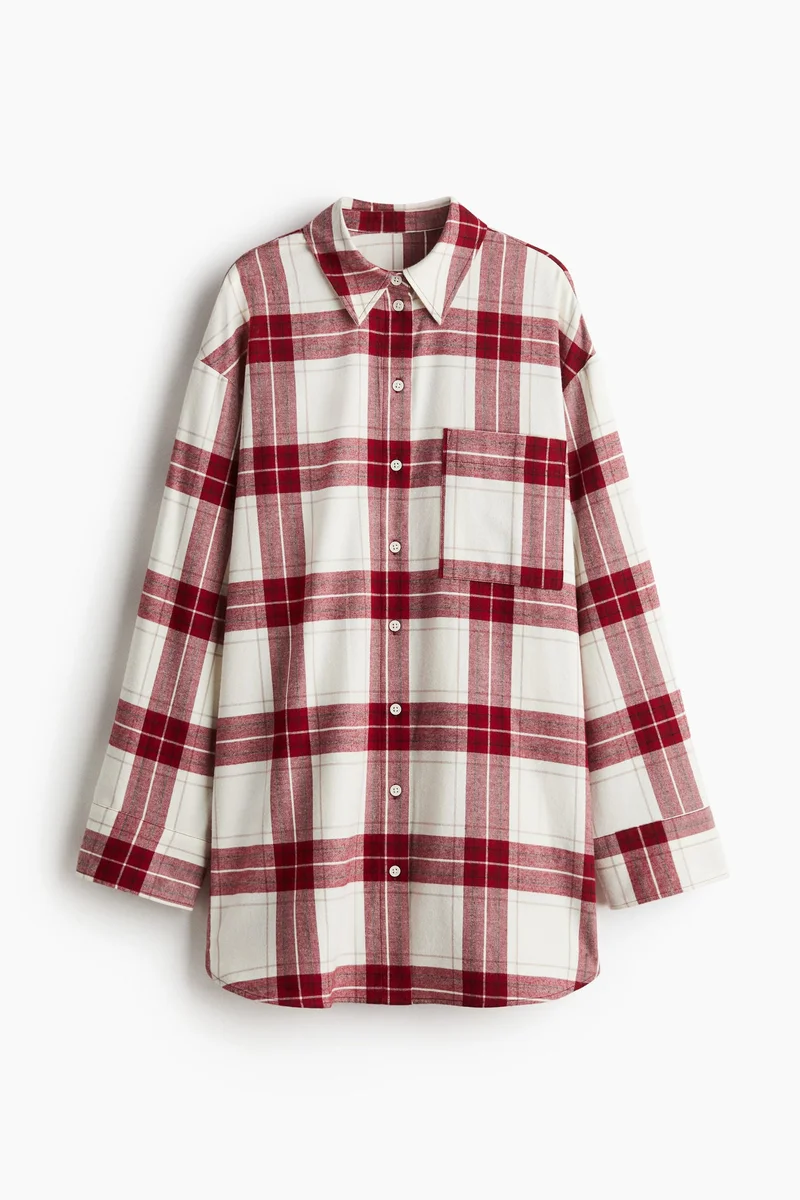 اتش اند ام قميص نوم من الفلانيل القطني