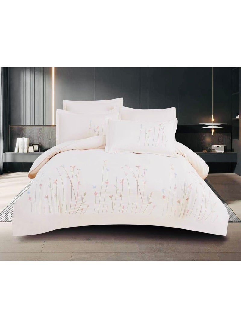Microfiber Embroidered Soft Quality Comforter Bedding set-King Size 6Pcs 1-PC fitted bedsheet 200 * 200cm,1-PCS Comforter 220 * 240 fixed, 4PCS Super Soft Pillowcases