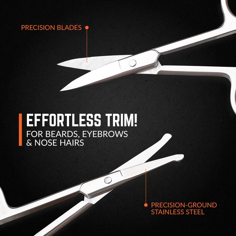 MEDca Stainless Steel Grooming Scissors Eyebrow Scissor Beard Mustache Trimming Set Small Curved Rounded Tip Facial Hair Trimmer Kit for A Much Safer Ear Nose Hair Clipper for Men Travel Case - Image 4