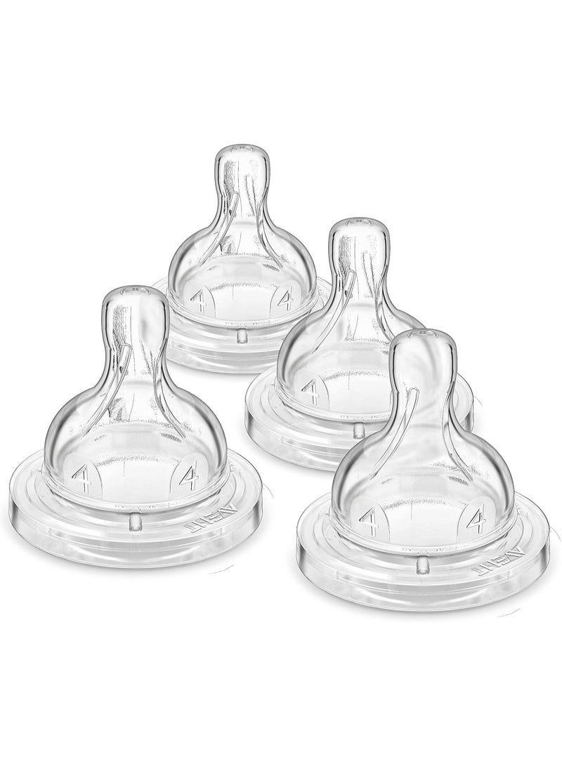 AVENT Philips Anti-Colic Baby Bottle Nipple, Flow 4, 4-Pack, SCY764/04 - Image 1