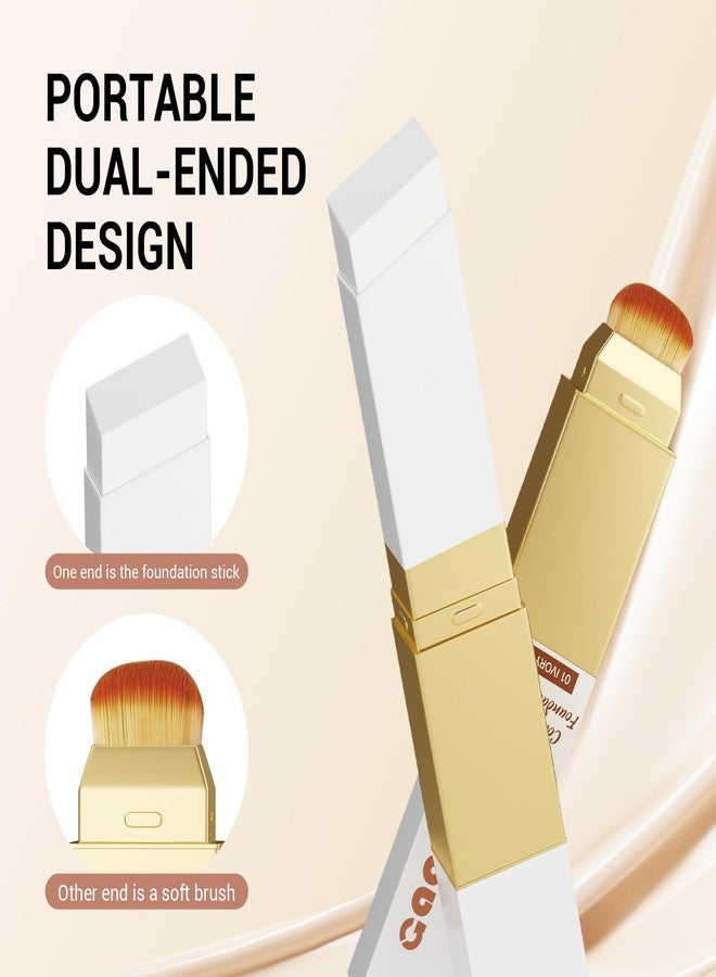Gaayou Blanc Cover Cream Stick, Korean Color-Changing Foundation Stick Full Coverage Base Concealer Makeup Dual-Ended with Detachable Brush for a Flawless Look (Natural) - Image 3