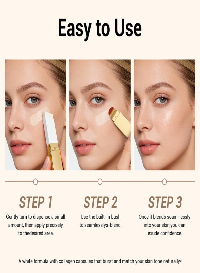 Gaayou Blanc Cover Cream Stick, Korean Color-Changing Foundation Stick Full Coverage Base Concealer Makeup Dual-Ended with Detachable Brush for a Flawless Look (Natural) - Image 4
