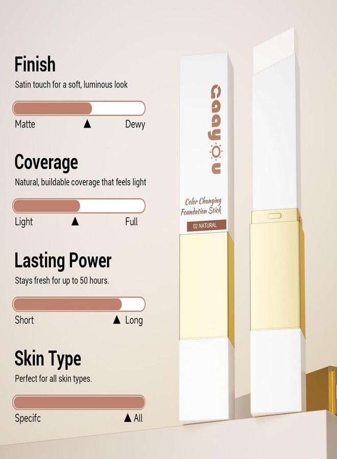 Gaayou Blanc Cover Cream Stick, Korean Color-Changing Foundation Stick Full Coverage Base Concealer Makeup Dual-Ended with Detachable Brush for a Flawless Look (Natural) - Image 2