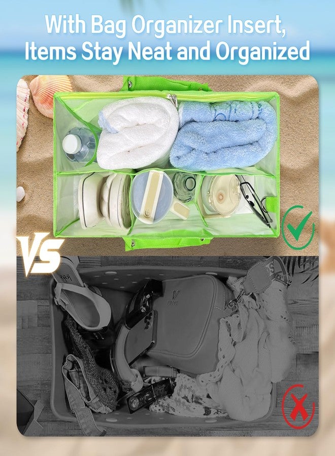 XYFuuee Beach Bag Organizer Inserts for X Large Bogg Bag Accessories, Original XL Lightweight Mesh Insert Divider Pouch, Organizing Rubber Tote Bags, Save Storage Space (Green-XL) - Image 3