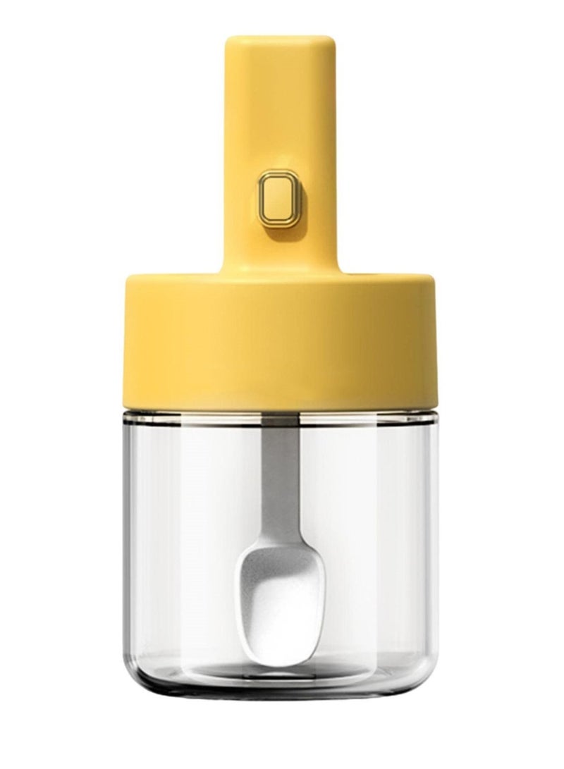 SYOSI Spice Jar with Spoon, Glass Seasoning Jars, Odorless Sugar Container Salt Cellar Box, Silicone Lids Seasoning Containers Spice Jars, Condiment Containers With Flapper Caps for Kitchen Spices (5.9in)  - Image 1