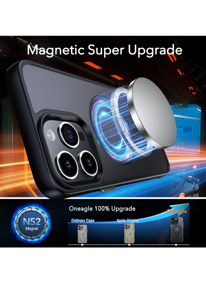 Generic - Magnetic Case For iPhone 15 Pro Max Case Compatible with MagSafe Grade Protection Shockproof Translucent Matte Case Anti Scratch Shockproof Phone Case (Black) - Image 1