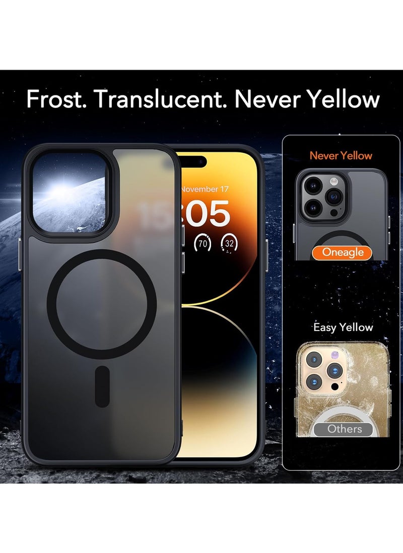 Generic - Magnetic Case For iPhone 15 Pro Max Case Compatible with MagSafe Grade Protection Shockproof Translucent Matte Case Anti Scratch Shockproof Phone Case (Black) - Image 1
