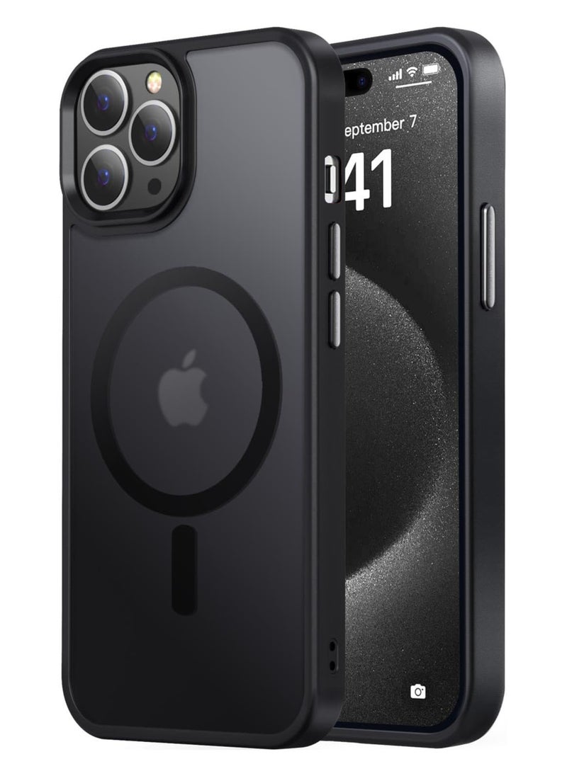 Generic - Magnetic Case For iPhone 15 Pro Max Case Compatible with MagSafe Grade Protection Shockproof Translucent Matte Case Anti Scratch Shockproof Phone Case (Black) - Image 1