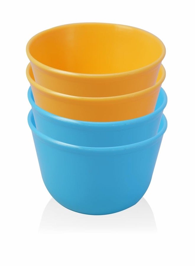 MORVI Sigma Prime 500 Microwawe Safe Multipurpose Plastic Bowl Set of 4 Pc Bowl 450 ml,Yellow Blue Color - Image 1