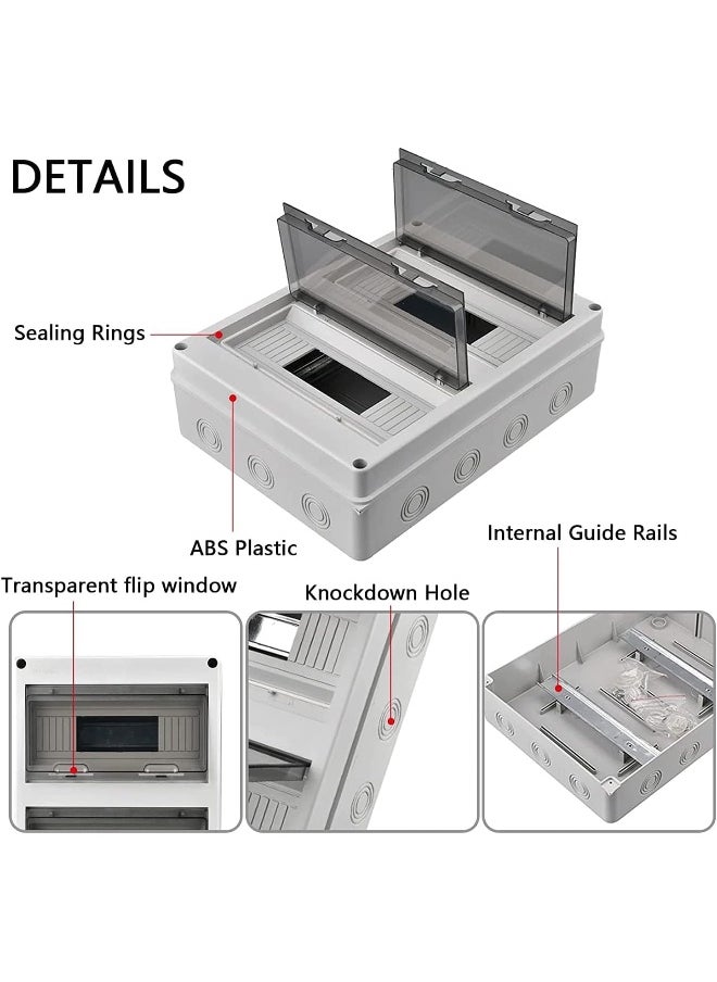 melfi IP65 ABS Transparent Cover Electrical Box Waterproof Distribution Protection Box for Circuit Breaker, Indoor Wall-Mount, and Din Rail Power Switch Control (24 WAY)  - Image 3