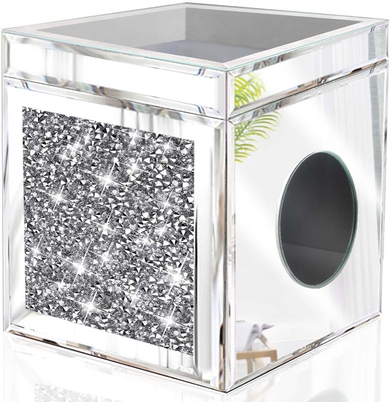Wocred Square Tissue Box Cover Upgrades with Storage Tray,Crystal Crushed Diamond Tissue Box, Luxury Tissue Holders for Either Tissues in a Bathroom or Napkins on a Table.(6.5”x5.5”x5.5”) - Image 2