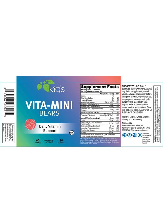 Mountain Meadow Herbs Mountain Meadow Herbs Vita-Mini Bears for Children | Multivitamin with Biotin, Folic & Pantothenic Acid, Iodin, Zinc | for Children’s Healthy Development | Fruit Gummies, 60 ct.  - Image 2