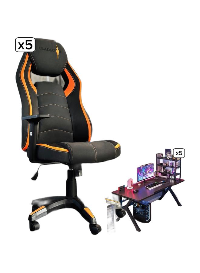 Gladiator Modern Gaming Desk & Ergonomic Gladiator Gaming Chair Set LED Compatible Workstation Table with Premium Comfort Chair for Home & Office - Image 2