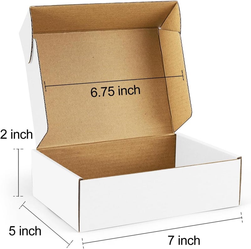 Poever Shipping Boxes 7x5x2 inches Small Mailing Boxes 50 Pack White Cardboard Corrugated Box Mailers - Image 2