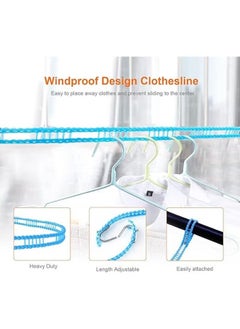 Generic 3Pcs Anti-slip and Windproof Clothes Drying Rope Fence Type Clothes Quilt LineAdjustable Nylon Cloth Suspension Clothes Drying Rope 5 Meters For Portable Travel Clothing Indoor and Outdoor Laundry  - Image 2