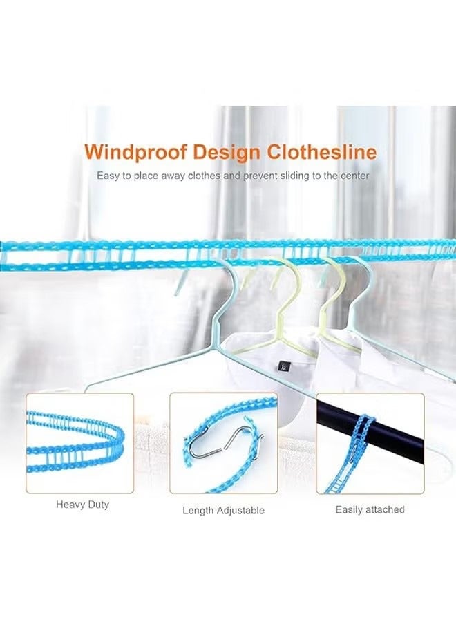3Pcs Anti-slip and Windproof Clothes Drying Rope Fence Type Clothes Quilt LineAdjustable Nylon Cloth Suspension Clothes Drying Rope 5 Meters For Portable Travel Clothing Indoor and Outdoor Laundry  - Image 2