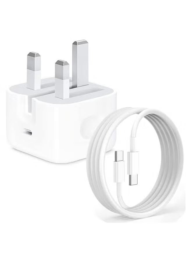 SANMUDII 35W fast charging portable power adapter/charger (with USB-C port), including 1m iPhone fast charging cable (Type-C to Type-C), compatible adaptation iPhone 15, 15 Pro, 15 Plus, 15 Pro Max, iPhone 16, 16 Pro, 16 Plus, 16e, iPhone 17, 17 Pro, 17 Pro Max, 17e, Air And all phones, headphones and tablets equipped with USB-C ports. 35W Fast Charging Portable Power Adapter/Charger - Image 1