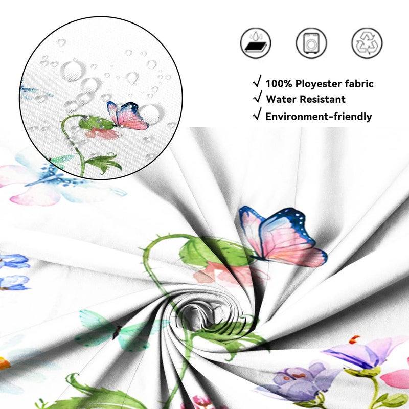 AWERT AWERT Small Half Size Stall Shower Curtain with 6 Hooks Shower Stall Curtain 36 x 72 Butterfly Wildflowers 36 inch Shower Curtain for Bathroom/RV and Camper (Butterfly) - Image 3