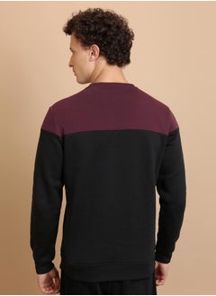 Ketch Color Block Badge Detail Sweatshirt by Styli  - Image 3