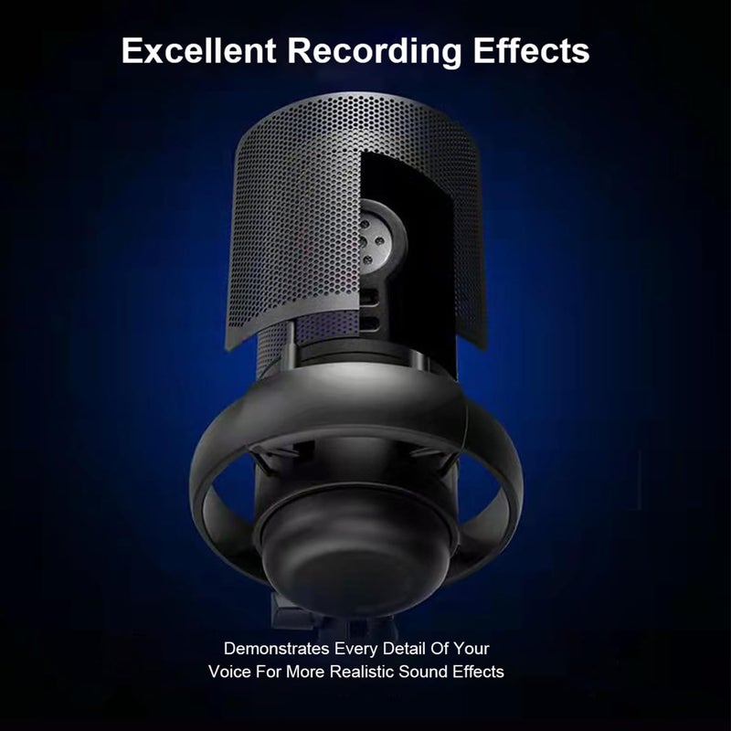 Fh FlashHawk Gaming PC USB Microphone, Desktop Podcast Condenser Mic with Pop Filter, Mute Button for Streaming, Online Chat, RGB Computer Mic for PS4/5 PC Gamer Youtuber, - Black - Image 5