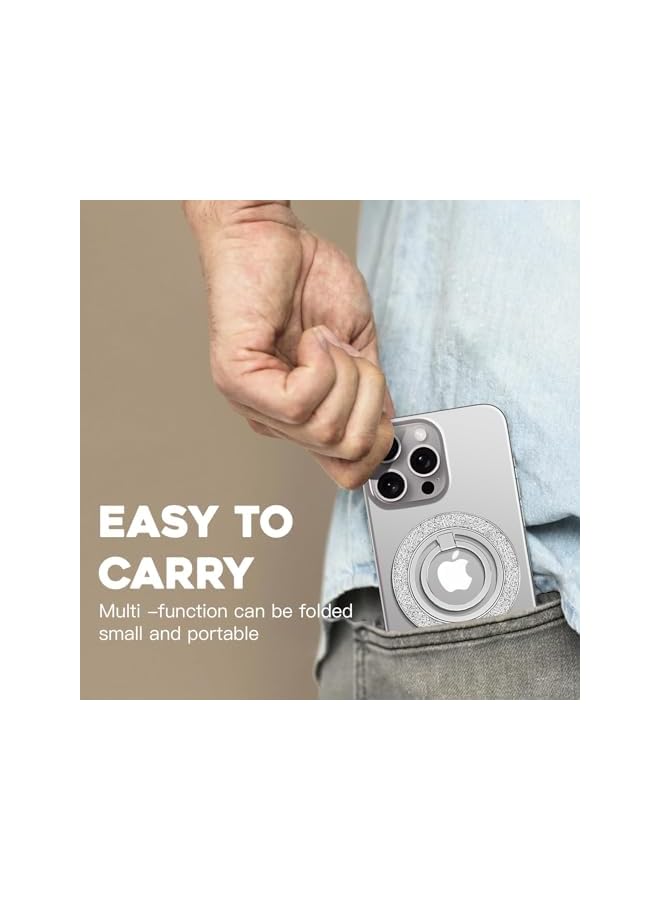 S-TOP Magnetic Phone Ring Holder for MagSafe, 360° Rotating Grip Stand for iPhone 15/14/13/12, for Samsung, Versatile Kickstand & Finger Stand, Includes Bonus Magnetic Ring - Image 4