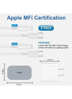 iPhone Charger fast charging [APPLE MFi Certified] 2 pack Apple Type C Wall Charger Block with 2 pack [6FT&10FT] Long USB C to lightning cable for iPhone 14/13/12/12 Pro Max/11/Xs Max/XR/X,AirPods Pro