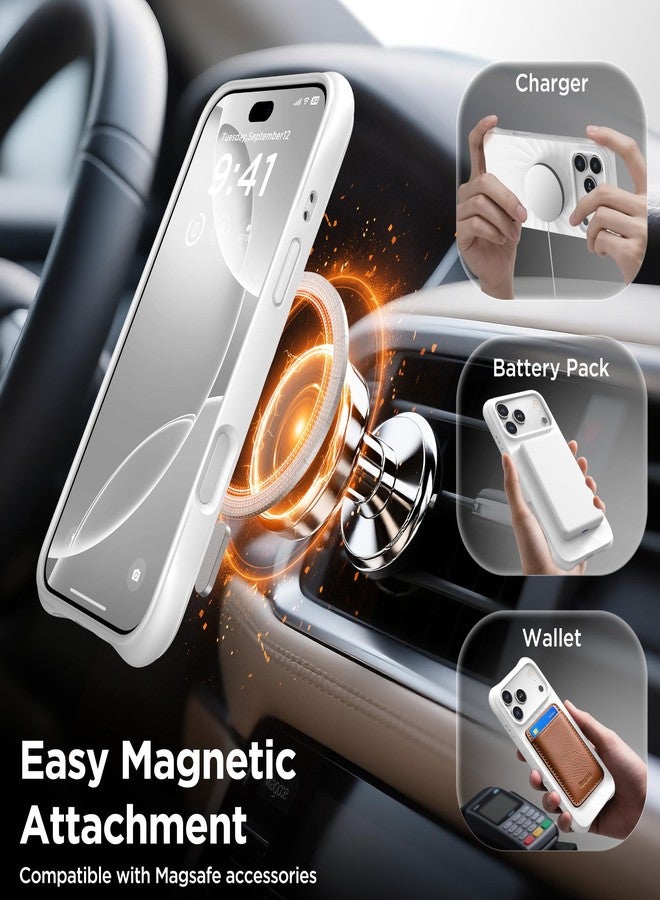 جراب COFFKER المغناطيسي لهاتف iPhone 17 Pro Max، [تغطية زر التحكم بالكاميرا] + واقي شاشة، جراب Vortuxe المصنوع من السيليكون السائل المقاوم للصدمات لهاتف iPhone 17 Pro Max مقاس 6.9 بوصة، أبيض - Image 3