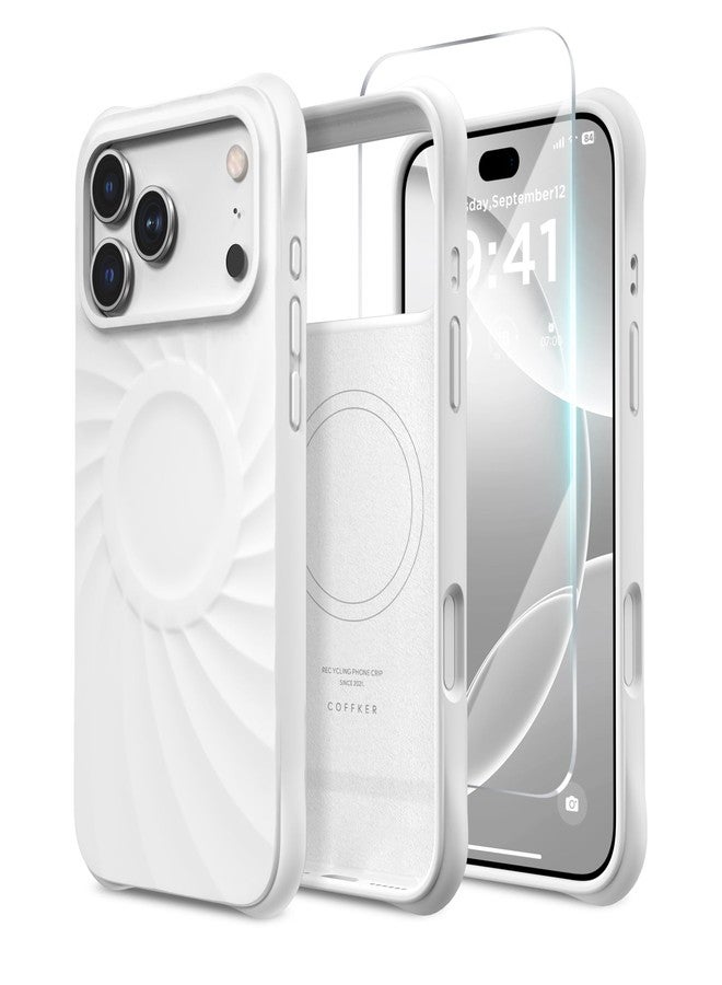 جراب COFFKER المغناطيسي لهاتف iPhone 17 Pro Max، [تغطية زر التحكم بالكاميرا] + واقي شاشة، جراب Vortuxe المصنوع من السيليكون السائل المقاوم للصدمات لهاتف iPhone 17 Pro Max مقاس 6.9 بوصة، أبيض - Image 1