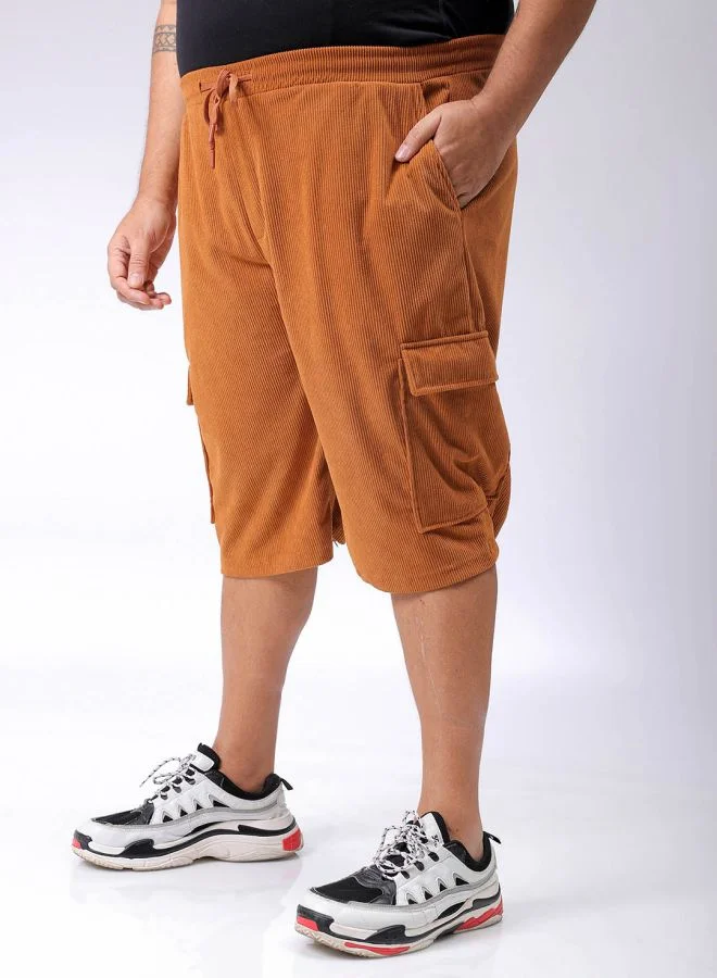 HARDSODA Men Plus Size Loose Fit Self Design Cargo Shorts