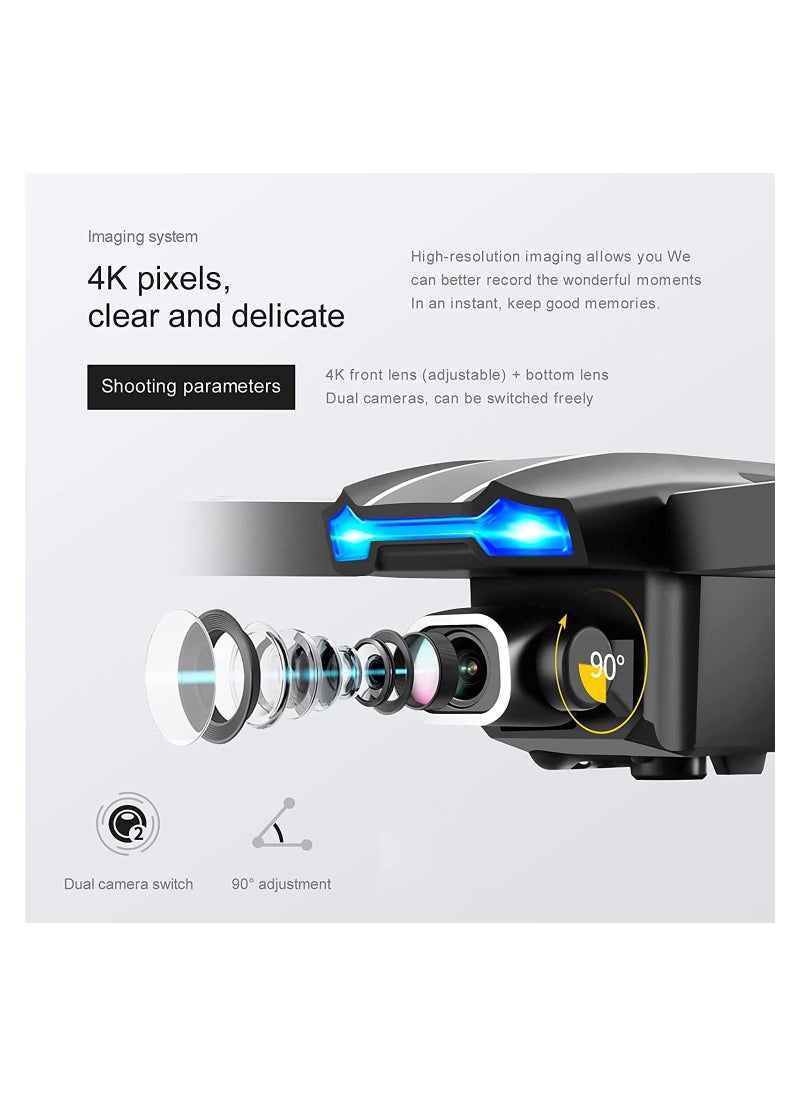 null - Goo lRC S65 Mini Drone with Camera for Adults 4K UHD Dual Camera FPV Drone Foldable RC Quadcopter with 3D Flips Trajectory Flight Gesture Photo Video Headless Mode Bag and 2 Batteries Black - Image 1