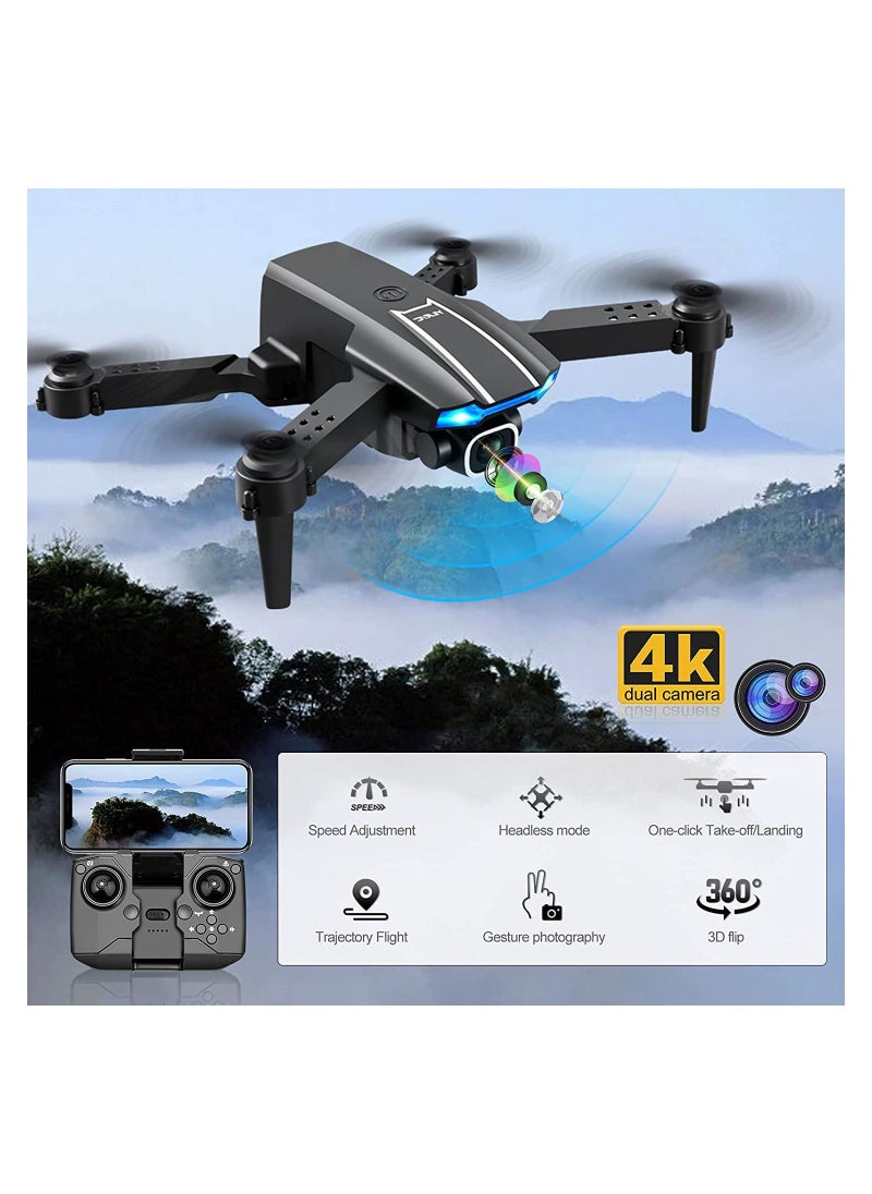 null - Goo lRC S65 Mini Drone with Camera for Adults 4K UHD Dual Camera FPV Drone Foldable RC Quadcopter with 3D Flips Trajectory Flight Gesture Photo Video Headless Mode Bag and 2 Batteries Black - Image 1