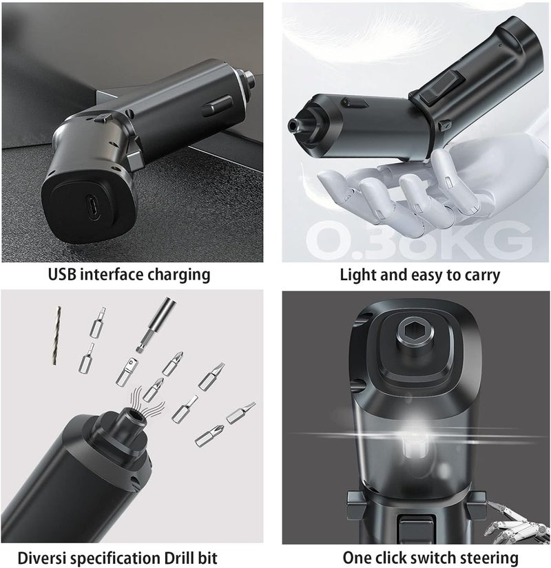 Rightsure Electric Cordless Screwdriver Set, 47 In 1 Diy Tool Rechargeable And Rotatable Power Screw Gun With Built In Led, For Furniture Assembly, Home Diy Projects, Electric Drill (Black) - Image 5