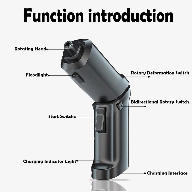 Rightsure Electric Cordless Screwdriver Set, 47 In 1 Diy Tool Rechargeable And Rotatable Power Screw Gun With Built In Led, For Furniture Assembly, Home Diy Projects, Electric Drill (Black) - Image 3