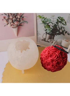Graffiti Resin Candle Molds Silicone- Large Rose Ball Candle Molds 3D Rose Flowers Silicone Mould Valentine's Day Resin Casting Mold for DIY Candle Making Homemade Soap Polymer Clay Craft Plaster  - Image 3