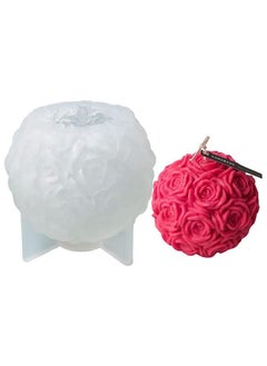 Graffiti Resin Candle Molds Silicone- Large Rose Ball Candle Molds 3D Rose Flowers Silicone Mould Valentine's Day Resin Casting Mold for DIY Candle Making Homemade Soap Polymer Clay Craft Plaster  - Image 1