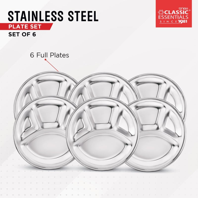 CLASSIC ESSENTIALS Stainless Steel Compartment Plate Bhojan Thali, Lunch/Dinner Plate - Image 4