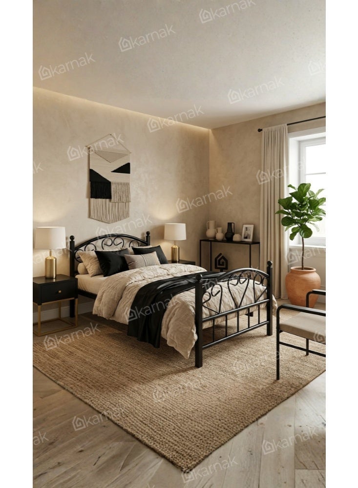 Karnak Kampyli Single Steel Bed Frame 90x190cm Black Bed for Home & Housing Projects - Image 5