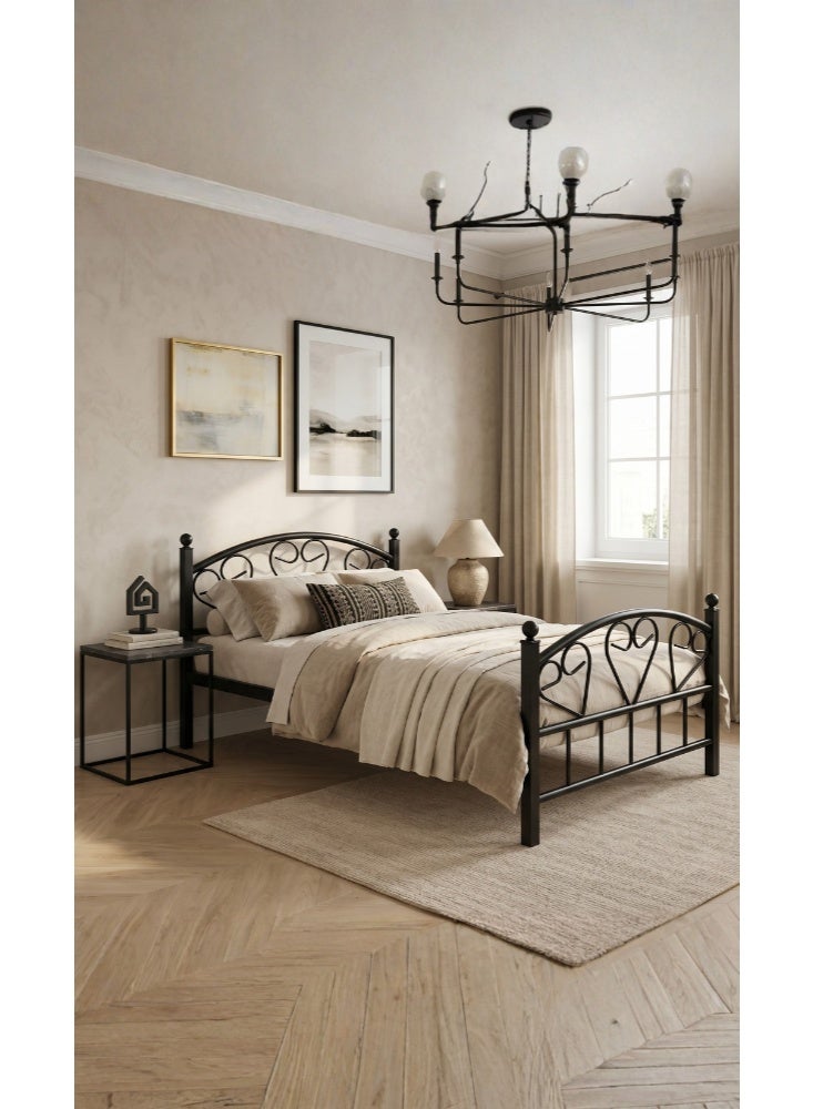 Karnak Kampyli Single Steel Bed Frame 90x190cm Black Bed for Home & Housing Projects - Image 1