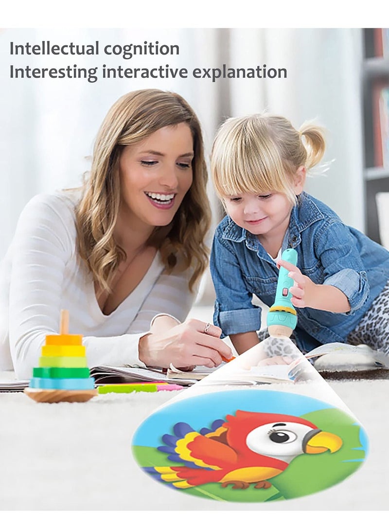 Projection Flashlight, Children'S Slide Toys Educational Cognitive Bedtime Device Fun Projector with Animal Patterns (1 Flashlight + 3 Slides, Pink)  - Image 4