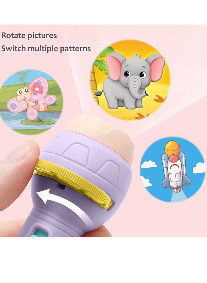 Projection Flashlight, Children'S Slide Toys Educational Cognitive Bedtime Device Fun Projector with Animal Patterns (1 Flashlight + 3 Slides, Pink)  - Image 3