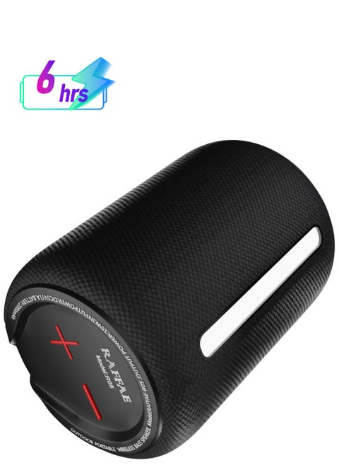 R05 Portable Wireless Speaker with 10W Stereo Sound, Bluetooth 5, Water Resistant, Dazzling Color Lamp and Device Charging Feature- Black