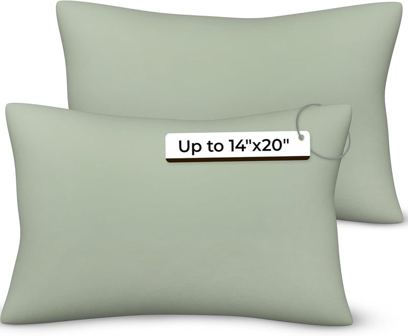 Pobibaby Pobibaby  2 Pack Premium Toddler Solid Pillowcase  Ultra Soft Jersey Knit  Crib Pillow Kids Pillow Travel Pillow Case Cover Sage Green - Image 1