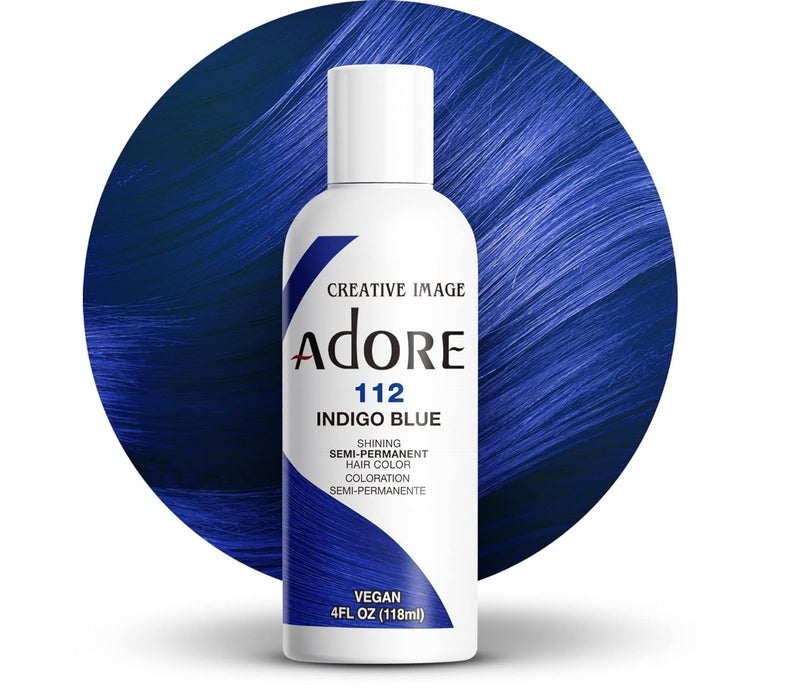 Adore Semi Permanent Hair Color (112 Indigo Blue) | Vegan & Cruelty-Free Blue Hair Dye | No Ammonia, No Peroxide, No Alcohol | 4 Fl Oz (Pack of 1) - Image 1