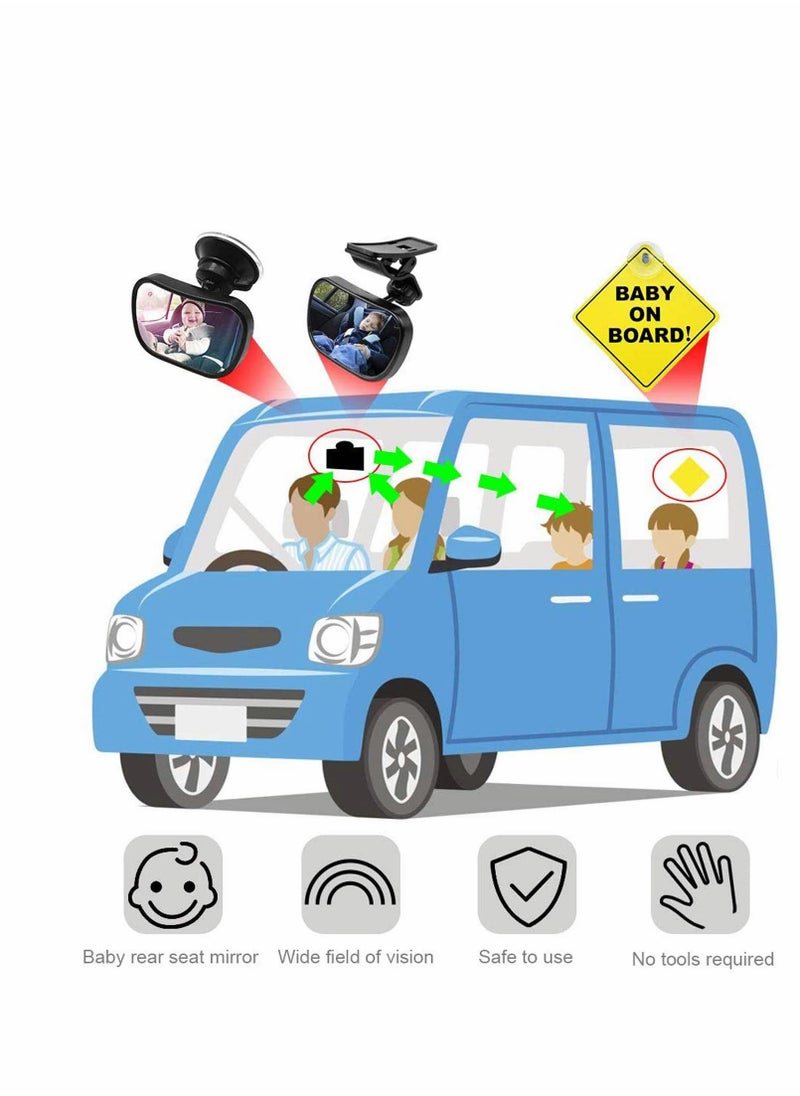 SYOSI Baby Car Mirror Baby Rearview Mirror Baby Car Seat Mirror Updated Version 360 ° Rotation Large Size undistorted for Baby Back Seat Child Seats  - Image 5